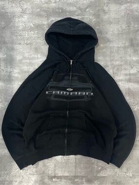 Chevrolet Camaro Zip Up Hoodie Black Graphic Heavyweight Mens XL